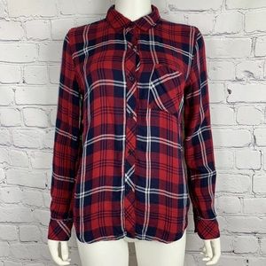 Rails Women’s Shirt Small Taitum Cherry Navy Plaid